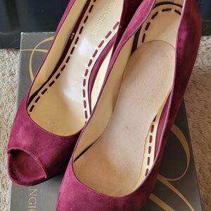 Enzo Angiolini Wine Peep-Toe Heels